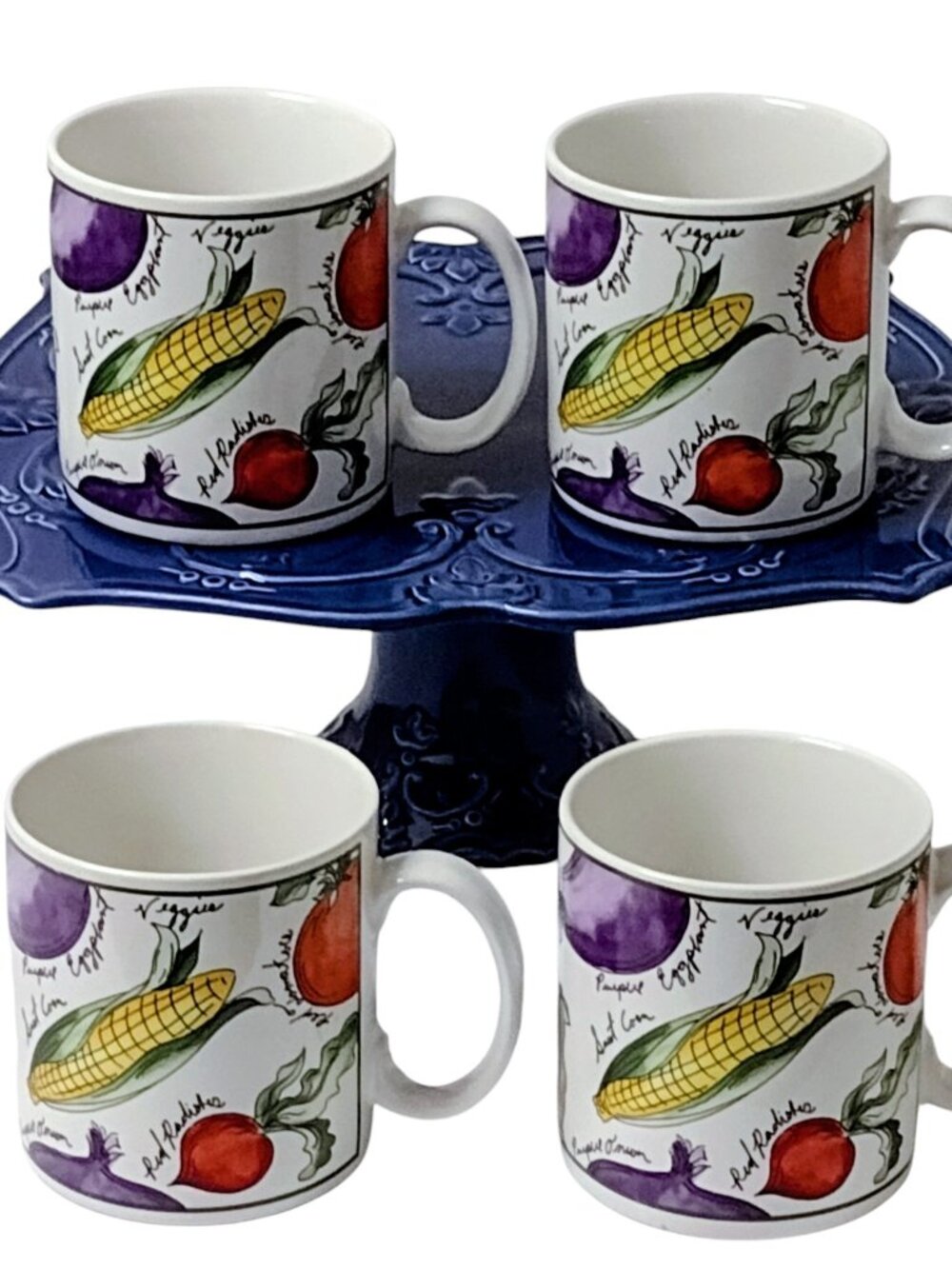 Furio Garden Delight Ceramic Vegetable Mugs Farmhouse Cottagecore (Set of 4)